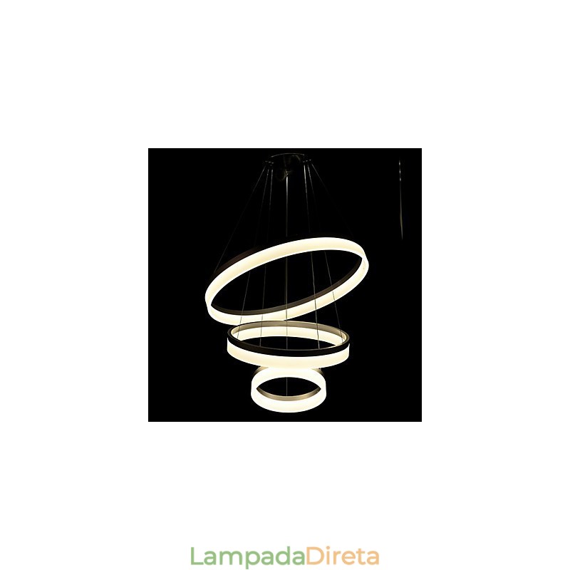 Luminária pendente redonda moderna, luminárias de acrílico, luminárias de teto luxuosas com três anéis
