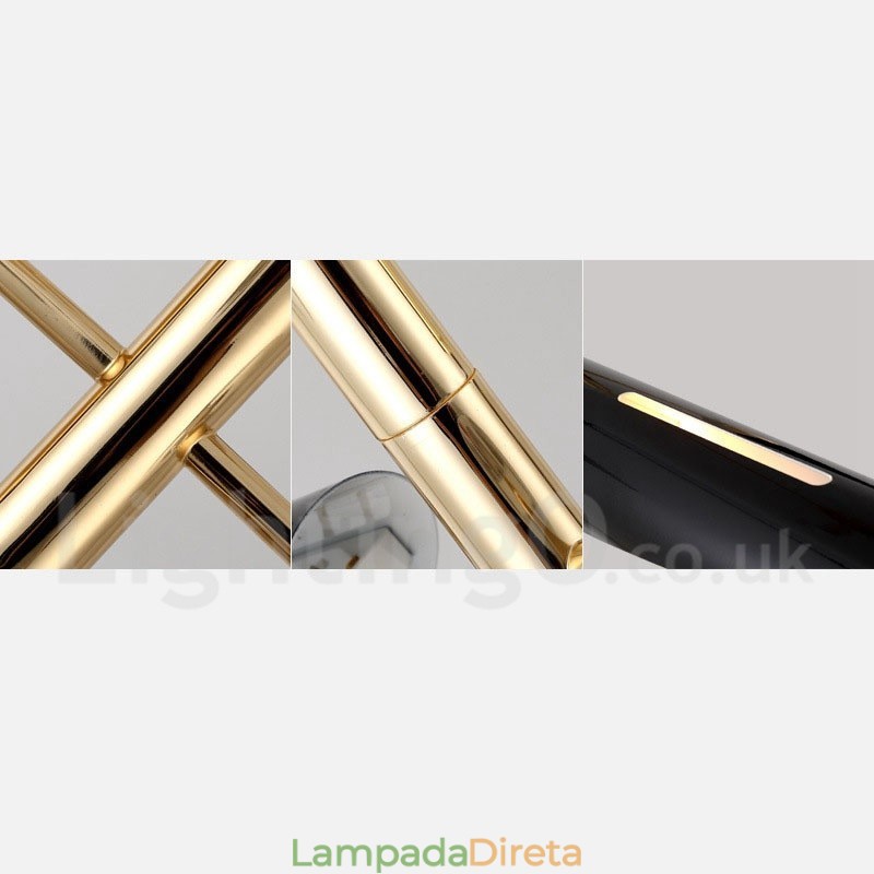 Lustre moderno contemporâneo de 2 níveis e 4 luzes
