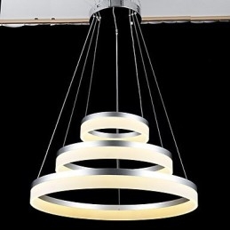 Luminária pendente redonda moderna, luminárias de acrílico, luminárias de teto luxuosas com três anéis