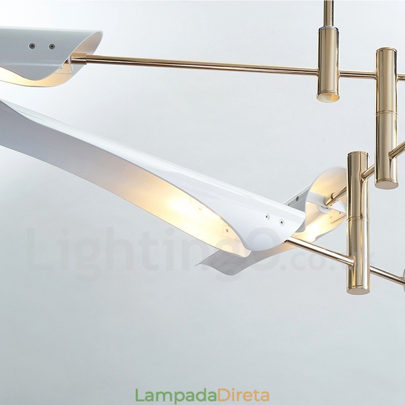 Lustre moderno contemporâneo de 2 níveis e 4 luzes