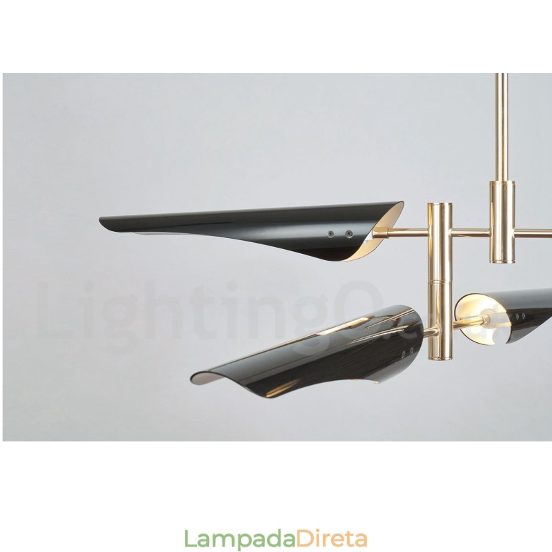 Lustre moderno contemporâneo de 2 níveis e 4 luzes