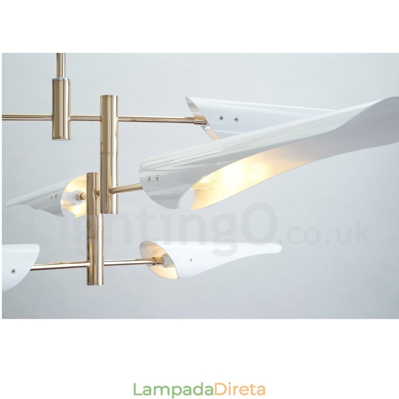 Lustre moderno contemporâneo de 2 níveis e 4 luzes