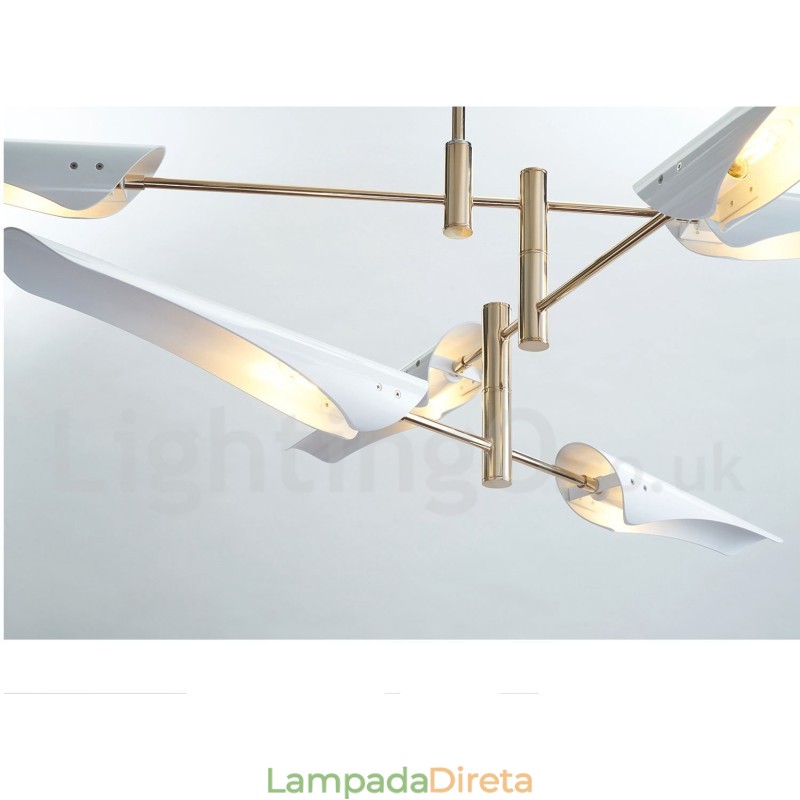 Lustre moderno contemporâneo de 2 níveis e 4 luzes
