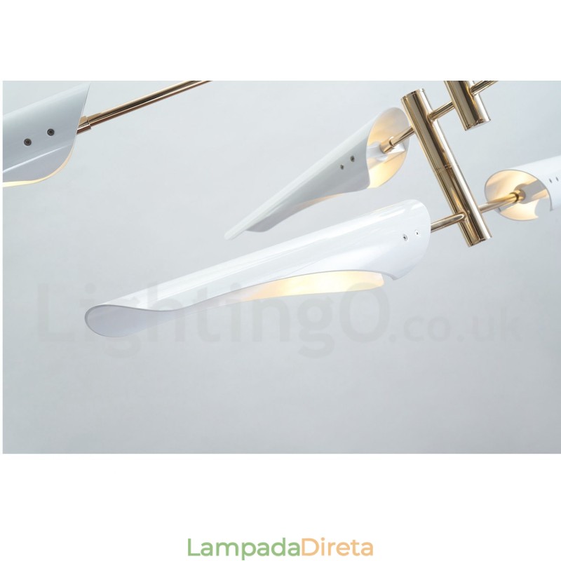 Lustre moderno contemporâneo de 2 níveis e 4 luzes