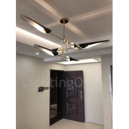 Lustre moderno contemporâneo de 3 níveis e 6 luzes