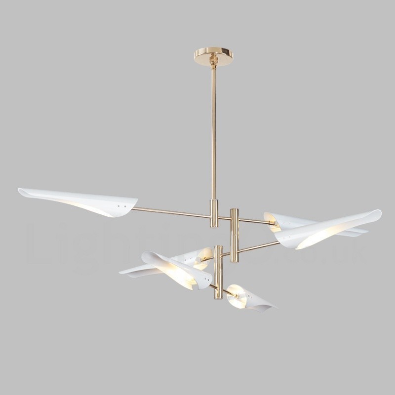 Lustre moderno contemporâneo de 3 níveis e 6 luzes