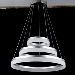 Luminária pendente redonda moderna, luminárias de acrílico, luminárias de teto luxuosas com três anéis
