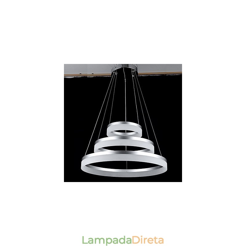 Luminária pendente redonda moderna, luminárias de acrílico, luminárias de teto luxuosas com três anéis