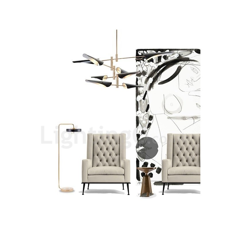 Lustre moderno contemporâneo de 4 níveis e 8 luzes