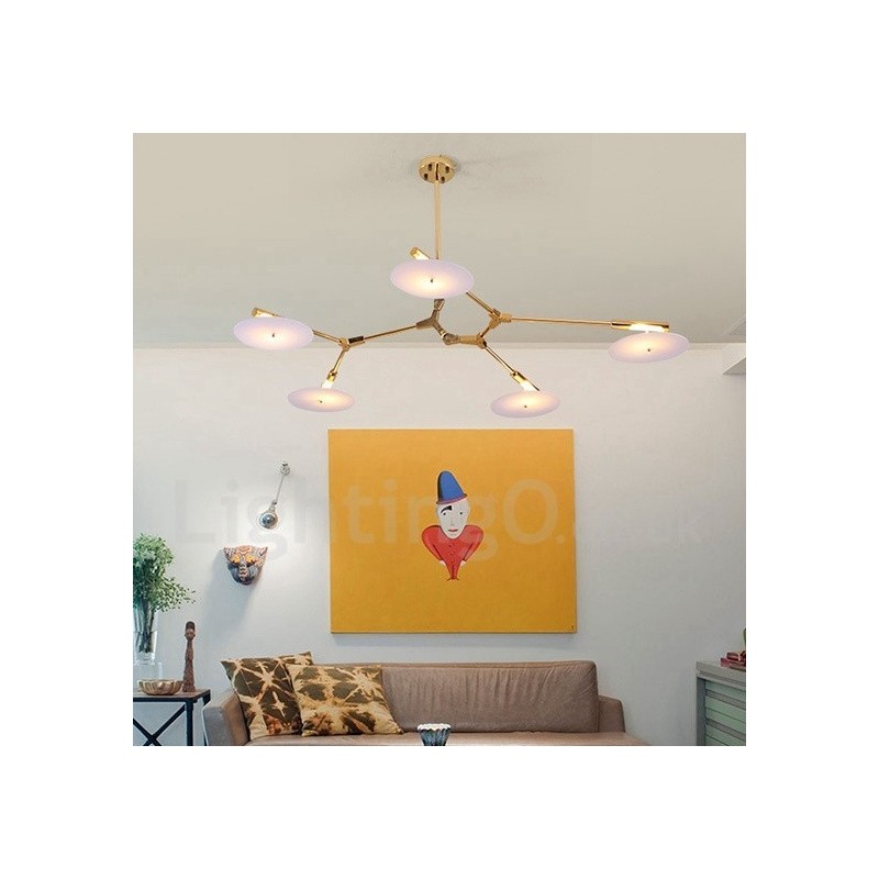 Lustre moderno contemporâneo de 5 luzes