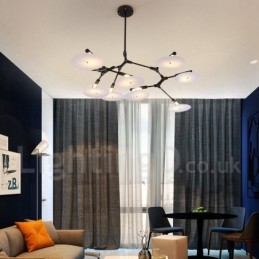Lustre moderno contemporâneo preto de 8 luzes