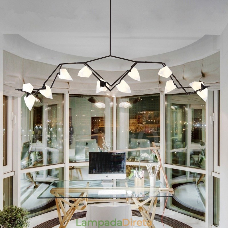 Lustre moderno contemporâneo de 8 luzes