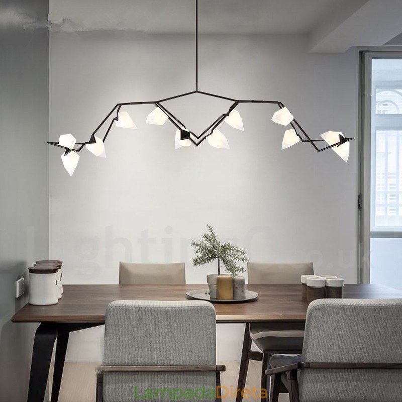 Lustre moderno contemporâneo de 8 luzes