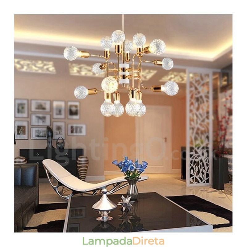 Lustre moderno contemporâneo de 4 níveis com 16 luzes