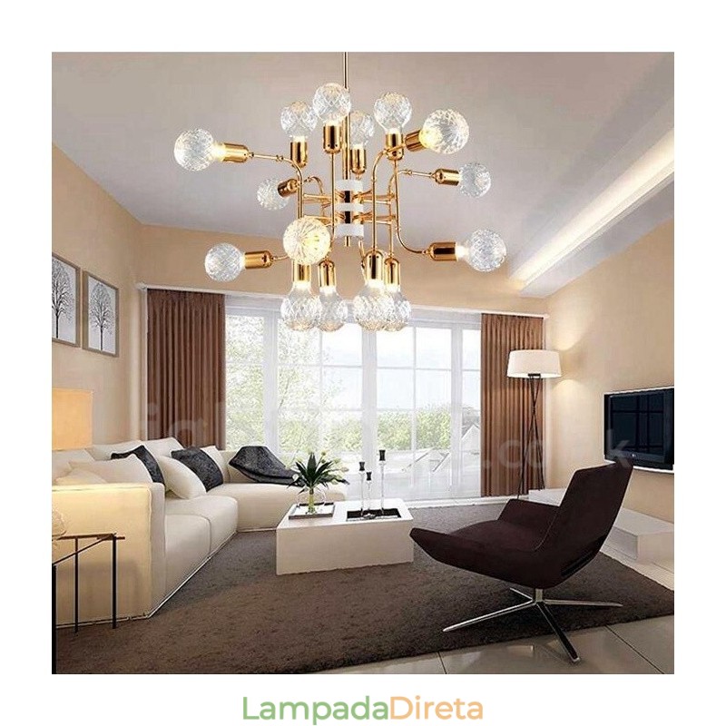 Lustre moderno contemporâneo de 4 níveis com 16 luzes