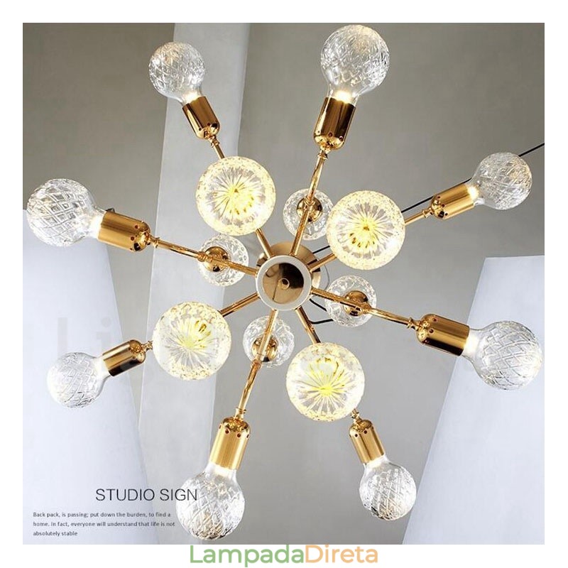 Lustre moderno contemporâneo de 4 níveis com 16 luzes