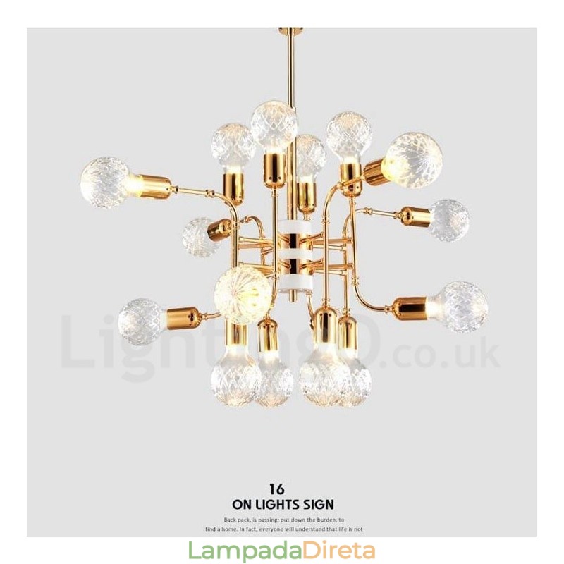 Lustre moderno contemporâneo de 4 níveis com 16 luzes