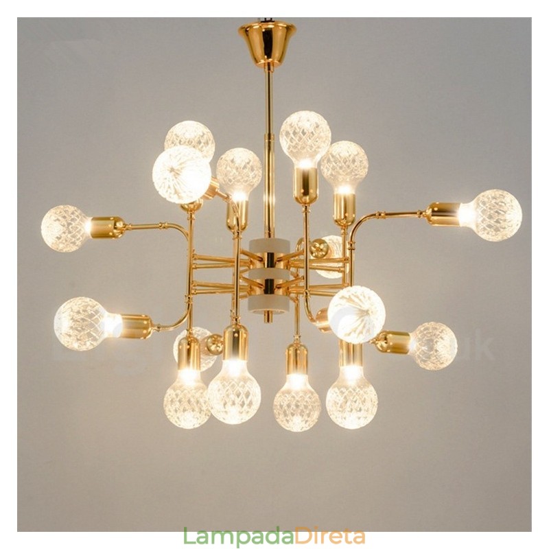 Lustre moderno contemporâneo de 4 níveis com 16 luzes