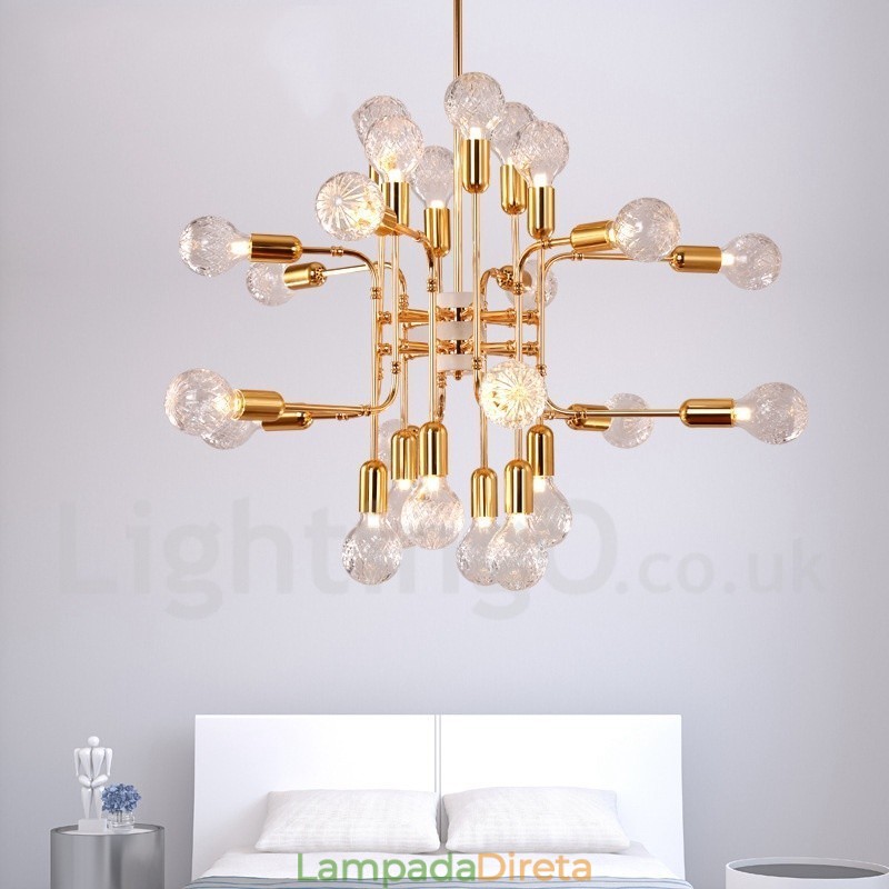 Lustre moderno contemporâneo de 4 níveis com 16 luzes