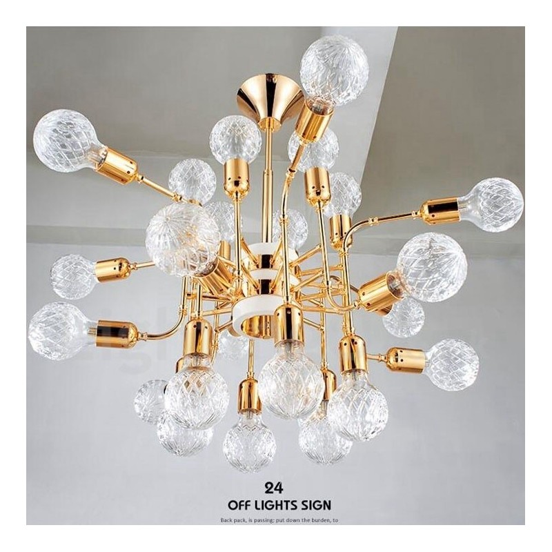Lustre moderno contemporâneo de 4 níveis com 24 luzes