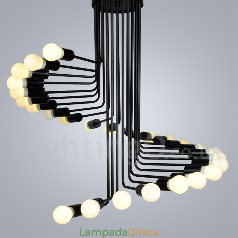 Preto 26 Luz Retro Vintage Moderno Contemporâneo Lustre Lâmpada Luz