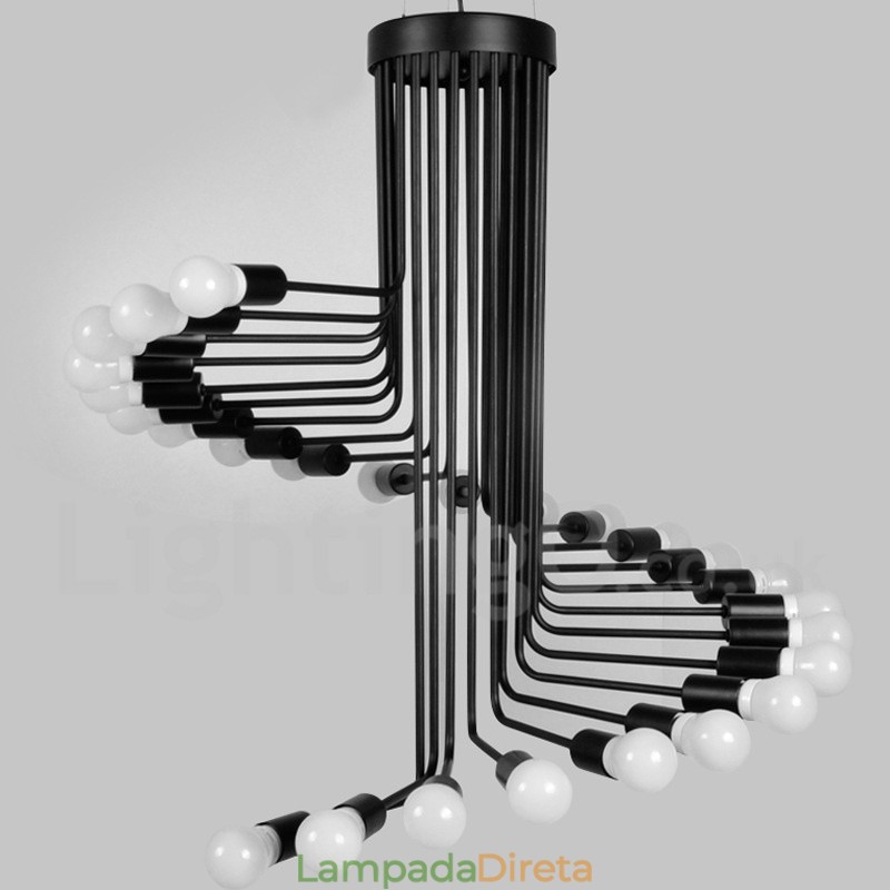 Preto 26 Luz Retro Vintage Moderno Contemporâneo Lustre Lâmpada Luz