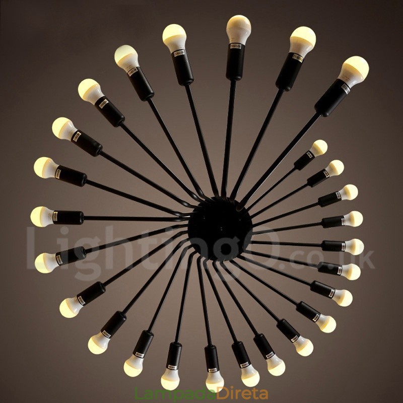 Preto 26 Luz Retro Vintage Moderno Contemporâneo Lustre Lâmpada Luz