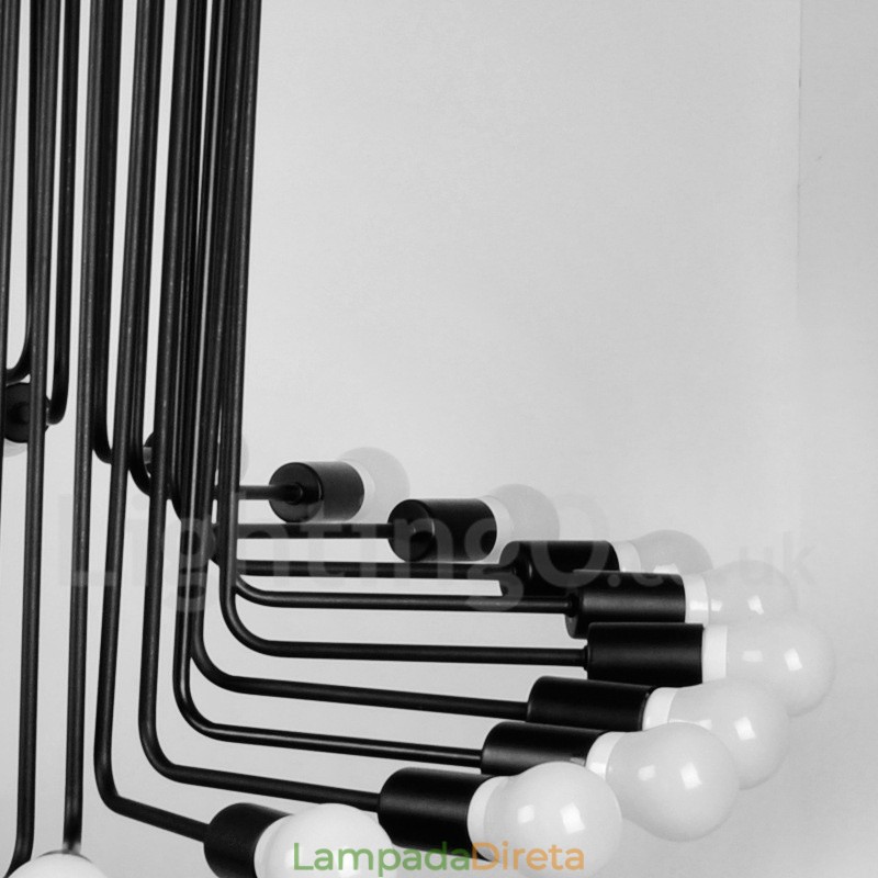 Preto 26 Luz Retro Vintage Moderno Contemporâneo Lustre Lâmpada Luz