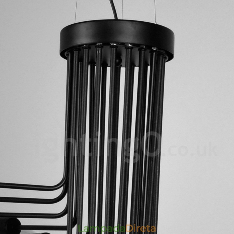Preto 26 Luz Retro Vintage Moderno Contemporâneo Lustre Lâmpada Luz
