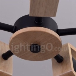 Lustre de madeira de camada única com 5 luzes, estilo moderno e contemporâneo