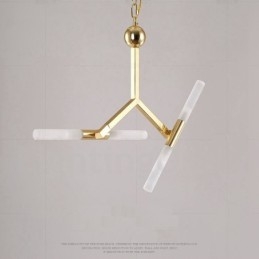 Lustre moderno contemporâneo de 2 níveis e 4 luzes dourado