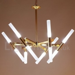 Lustre moderno contemporâneo de 2 níveis e 12 luzes dourado
