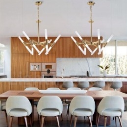 Lustre moderno contemporâneo de 2 níveis e 12 luzes dourado