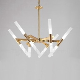 Lustre moderno contemporâneo de 2 níveis e 12 luzes dourado