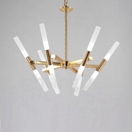 Lustre moderno contemporâneo de 2 níveis e 12 luzes dourado