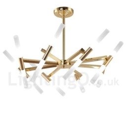 Lustre moderno contemporâneo de 2 níveis e 16 luzes dourado