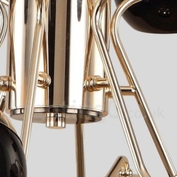 Lustre de metal contemporâneo moderno de 6 luzes e 2 níveis com cúpula de vidro