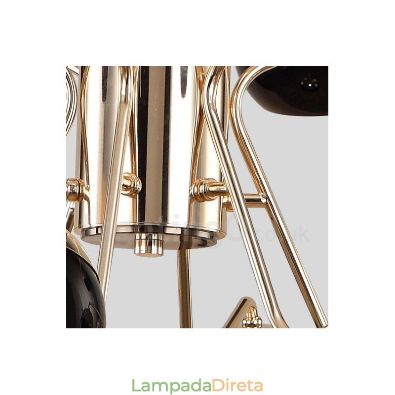 Lustre de metal contemporâneo moderno de 6 luzes e 2 níveis com cúpula de vidro