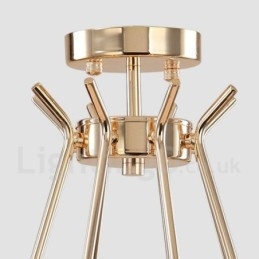Lustre de metal contemporâneo moderno de 6 luzes e 2 níveis com cúpula de vidro