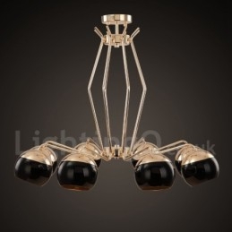 Lustre de metal contemporâneo moderno de 8 luzes com camada única e cúpula de vidro