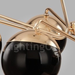 Lustre de metal contemporâneo moderno de 8 luzes com camada única e cúpula de vidro