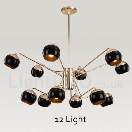 Lustre de metal contemporâneo moderno de 12 luzes e 2 níveis com cúpula de vidro Lustre de metal contemporâneo moderno de 12 luzes e 2 níveis com cúpula de vidro