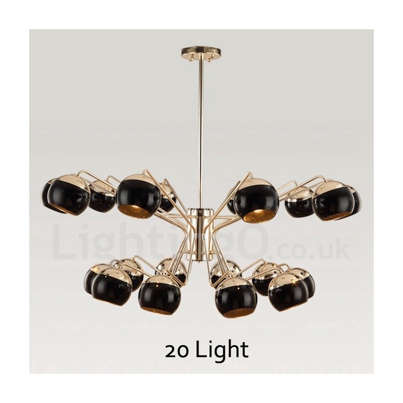 Lustre de metal contemporâneo com cúpula de vidro