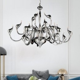 Lustre moderno de cisne com 24 luzes G4 cromado lâmpada incluída