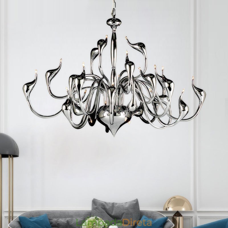 Lustre moderno de cisne com 24 luzes G4 cromado lâmpada incluída