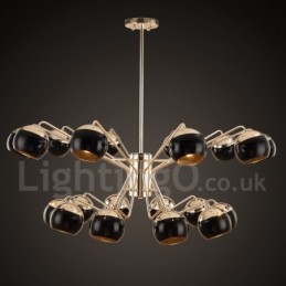 Lustre de metal contemporâneo com cúpula de vidro