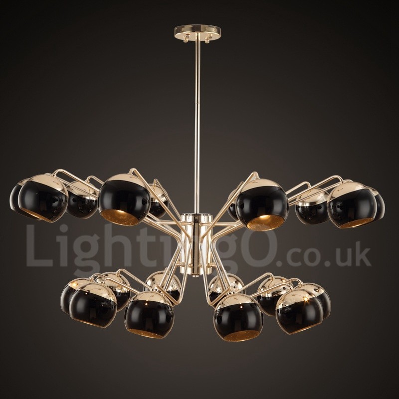 Lustre de metal contemporâneo com cúpula de vidro