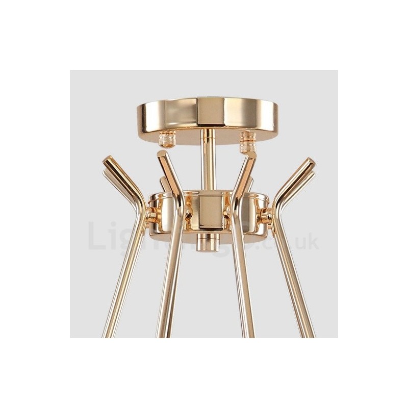 Lustre de metal contemporâneo moderno de 30 luzes e 2 níveis com cúpula de vidro