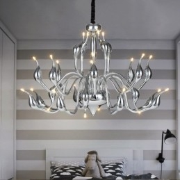 Lustre moderno de cisne com 24 luzes G4 cromado lâmpada incluída