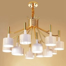 Lustre moderno contemporâneo de 12 luzes e 2 níveis